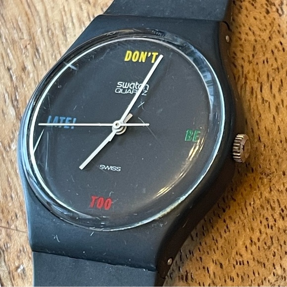 COPY - Vintage HTF men’s swatch watch black don’t be too late 80s surf style wo… - Picture 2 of 9